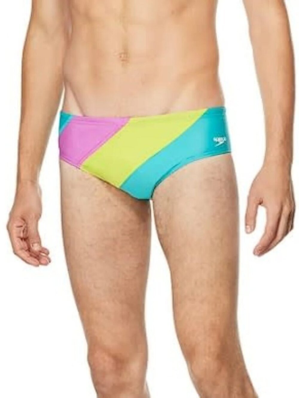 Speedo Endurance racer swimming brief shorts turquoise blue lime swim men new 32